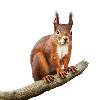 AI generated Squirrel on branch isolated on transparent background png
