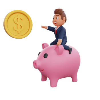 3d Illustration Businessman sitting on piggy bank png