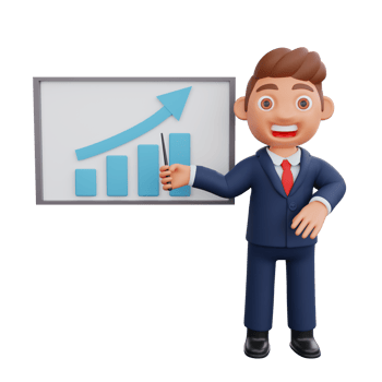 3d Illustration Businessman giving business presentation png