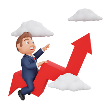 3d Illustration Businessman flying on growth chart png