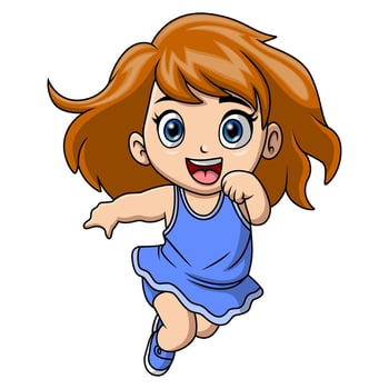 Cute little girl cartoon jumping vector