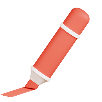 3D highlighter icon on transparent background png