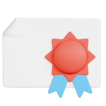 3D certificate icon on transparent background png