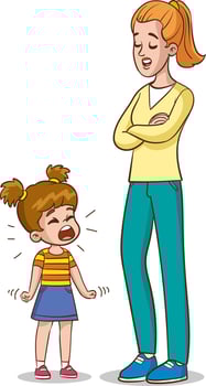 mother and children having an argument. Vector illustration in cartoon style.