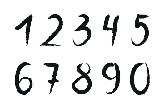 Vector set of calligraphic acrylic or ink numbers. ABC for your design.