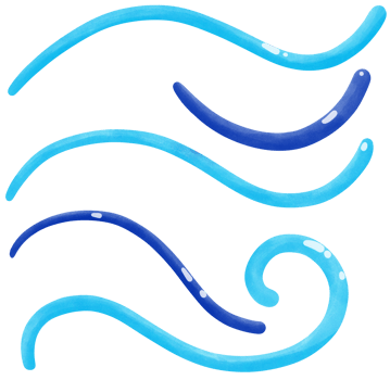 Set of line water waves png