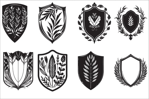 Heraldic shield, Vintage shield silhouette vector