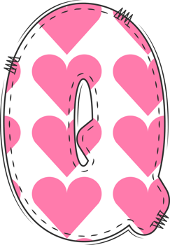 Pink Heart Alphabet, Valentine Doodle Letter Q png