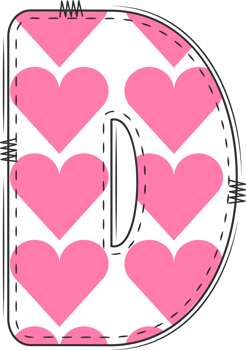 Pink Heart Alphabet, Valentine Doodle Letter D png