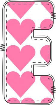 Pink Heart Alphabet, Valentine Doodle Letter E png
