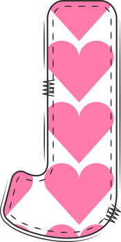 Pink Heart Alphabet, Valentine Doodle Letter J png