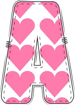 Pink Heart Alphabet, Valentine Doodle Letter A png