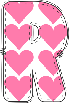 Pink Heart Alphabet, Valentine Doodle Letter R png