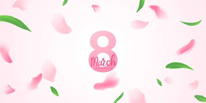 March 8th Happy Mother's Day with beautiful flower petals vector illustration