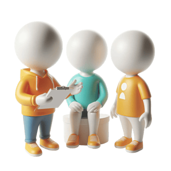 AI generated Plastic 3D figures of people, and conducting a dialogue with each other on PNG background.