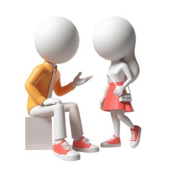 AI generated Plastic 3D figures of people, and conducting a dialogue with each other on PNG background.