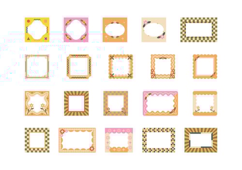 Pop Retro Frame Element Set vector