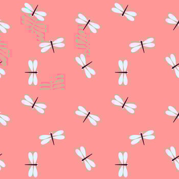 Seamless pattern with dragonflies in Scandinavian style for printing on fabric and wrapping paper. vector