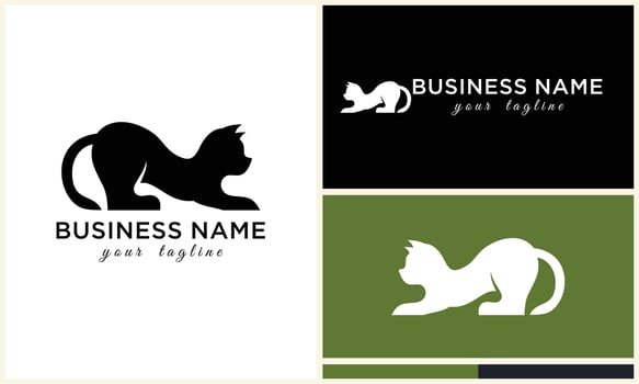 line cat head logo template vector