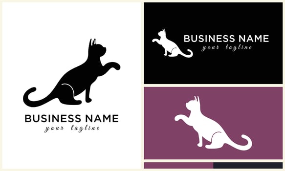 line cat head logo template vector