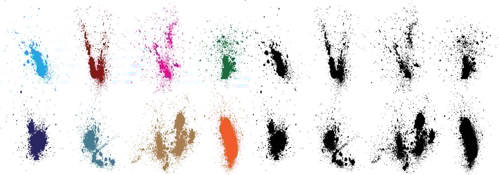 set of different seamless wheat, orange, red, black, green, purple color blood vector grunge brush stroke