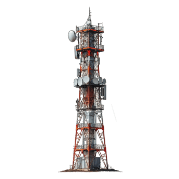 AI generated telecommunication signal tower isolated on transparent background ,generative ai png
