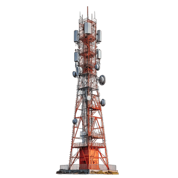 AI generated telecommunication signal tower isolated on transparent background ,generative ai png
