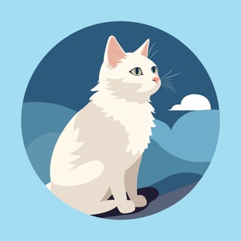 Vector cute cat cartoon illustration animal nature concept isolated flat cartoon style