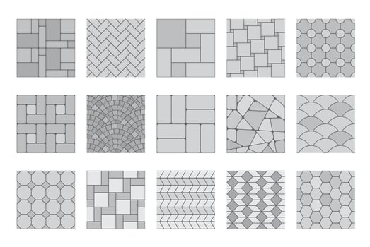 Pavement top view pattern, street grey cobblestone vector