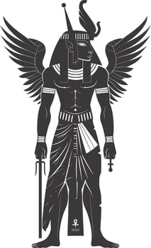 AI generated Silhouette spinx the egypt Mythical Creature black color only full body vector