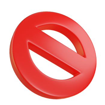 3D render of a red ban icon, Banned 3d icon png