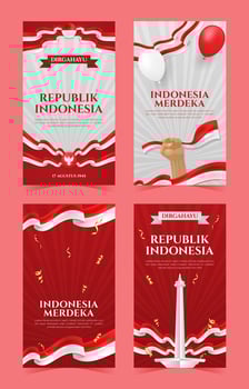 Indonesia Independence Day Social Media Story Templates Collection vector