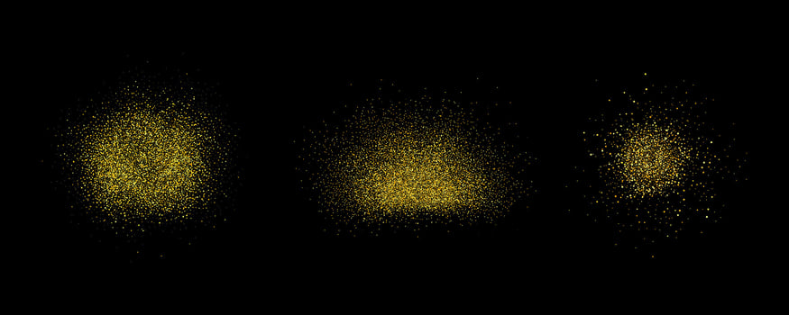 Gradient noise grain texture stains, black and white dotted spray shades, and sand dust spots. vector