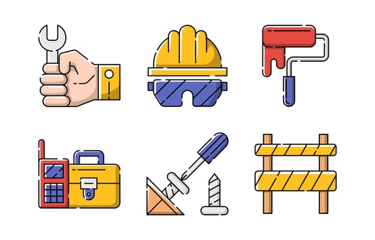 Flat Labor Day Icon Collection vector