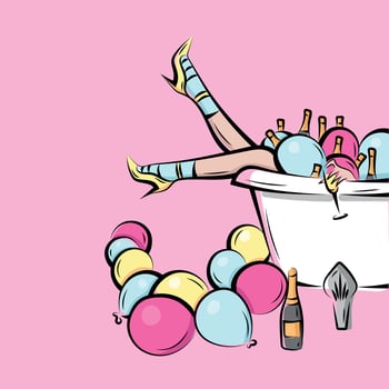 Birthday Balloons Bathroom Champagne vector