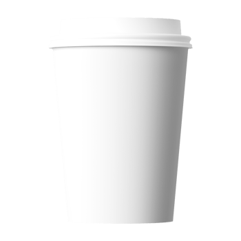 Clean and blank white paper cup for coffee without background. Template for mockup. With white lid png