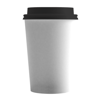 Clean and blank white paper cup for coffee without background. Template for mockup. With black lid png