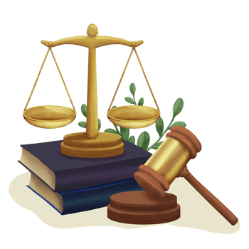 Justice illustration with gavel and scale png