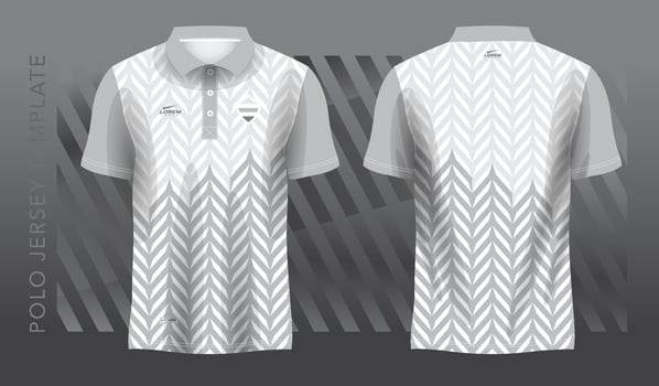white and gray sublimation shirt for polo sport jersey template. front and back view. vector