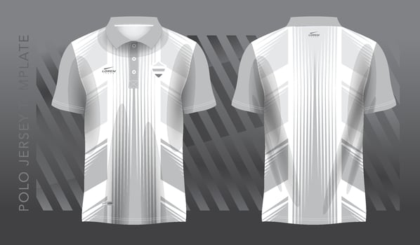 white and gray sublimation shirt for polo sport jersey template. front and back view. vector