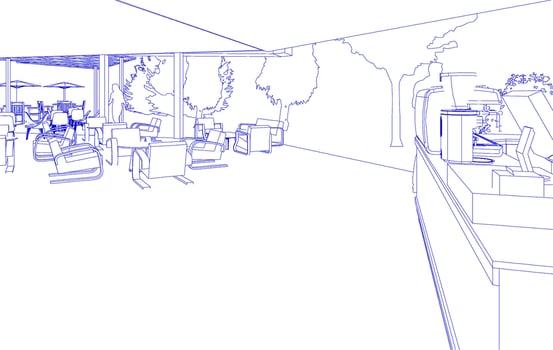 3D illustration of coffee shop vector