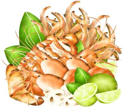 Grilled seafood marinated in delicious secret seasonings. png