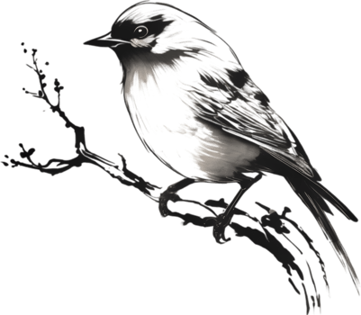 AI generated Bird painting, Traditional Japanese brush painting style. png