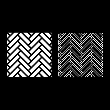 Parquet parquetry wooden floor timber interior nature material set icon white color vector illustration image solid fill outline contour line thin flat style