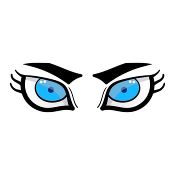 Female blue eyes comic isolated on white background. Hand drawn open female eyes vector