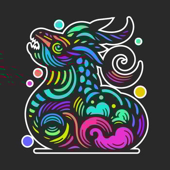 Abstract Vibrant Mythical Beast Illustration vector