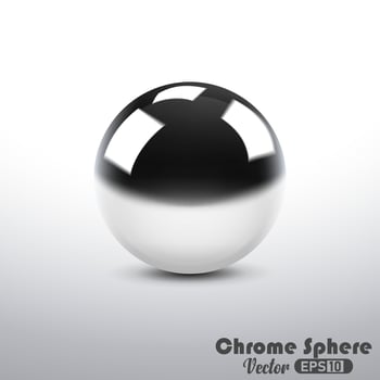 Metallic Reflective Chrome Sphere, Vector Illustration