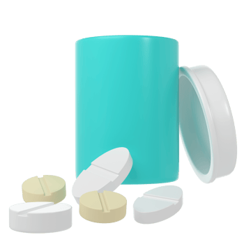 3d pill bottle medical icon pharmacy render. Turquoise plastic supplement jar. Protein vitamin capsule packaging, large powder remedy cylinder pharmaceutical drugs health png