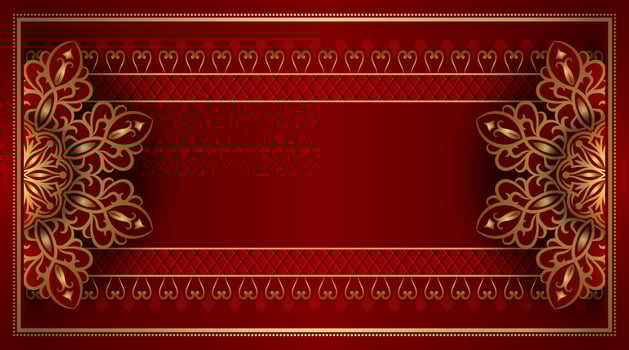 Vintage frame with gold mandala ornament vector