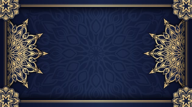 Vintage frame with gold mandala ornament vector